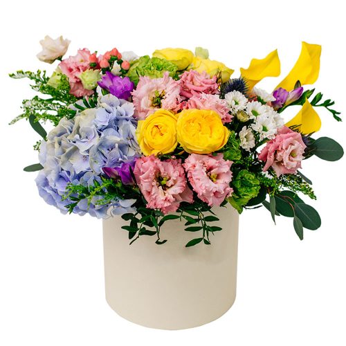 Цветы в шляпной коробке «Элегия»