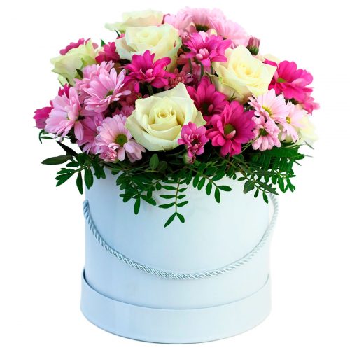 Цветы в шляпной коробке «Эйприл»