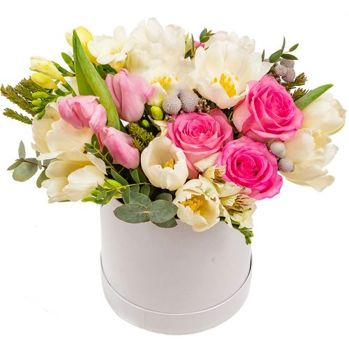 Цветы в коробке «Весенний поцелуй»