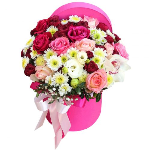 Цветы в шляпной коробке «Эдем»