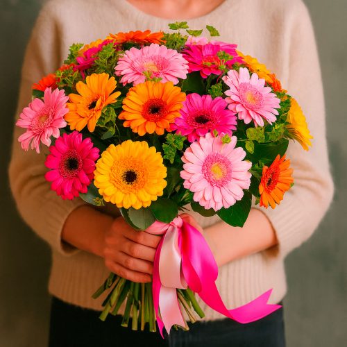 Букет из свежих цветов «Герберовый микс»