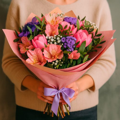 Букет из свежих цветов «Весенний коктейль»