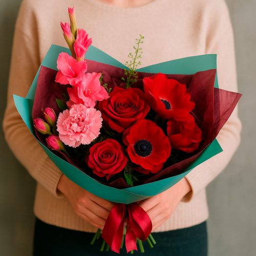 Букет цветов «Алая фантазия»