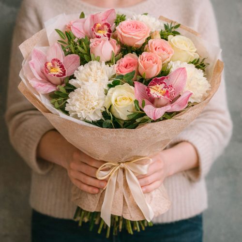 Цветочный букет «Розовый мотив»